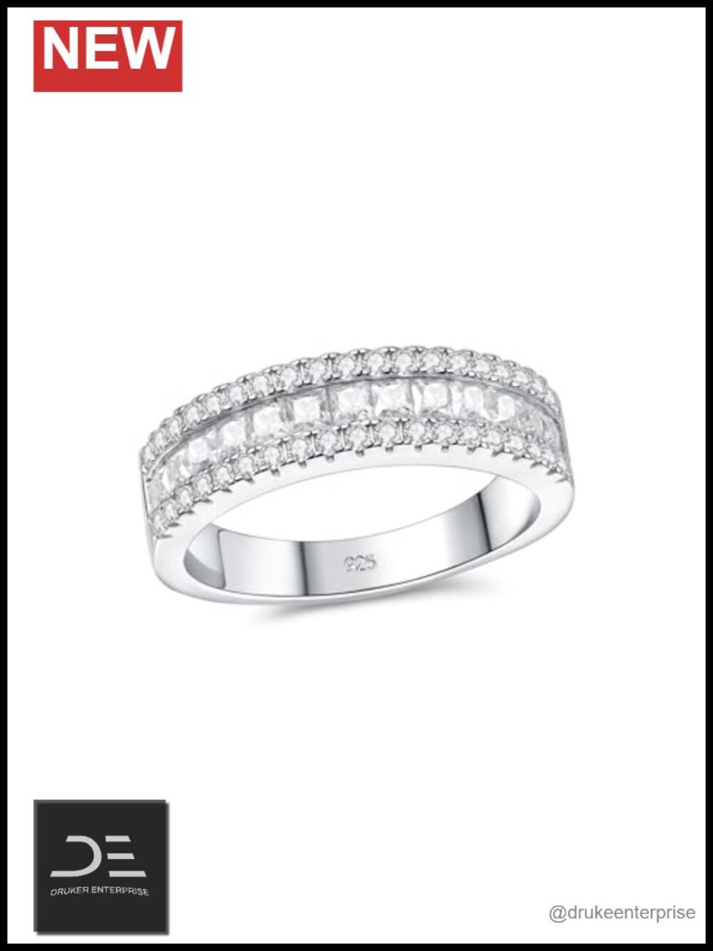 Moissanite Wedding Band Eternity Ring Round Princess Cut 925 Sterling Silver